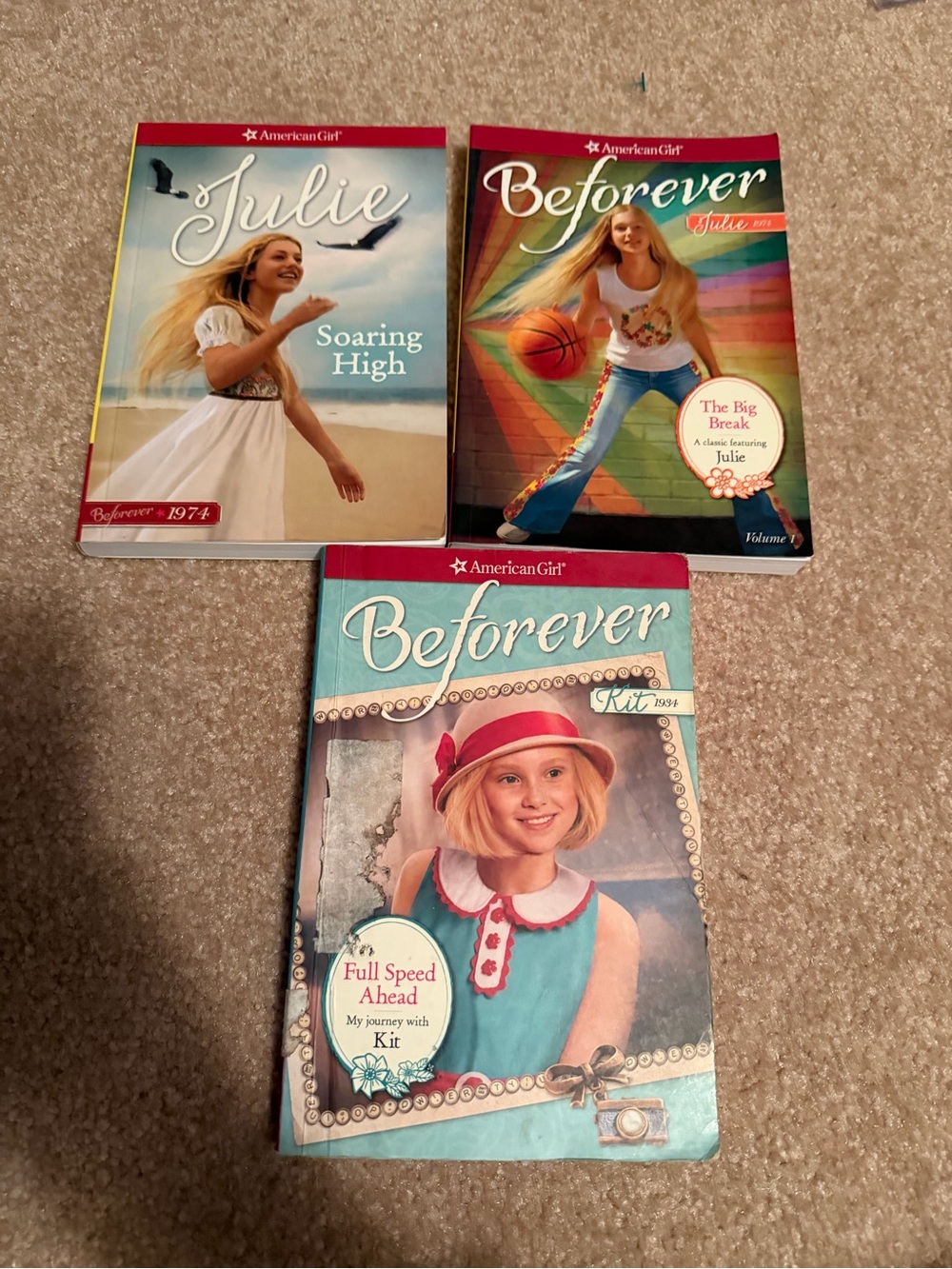 Lot of 3 paperback American Girl Beforever books from the Julie and Kit